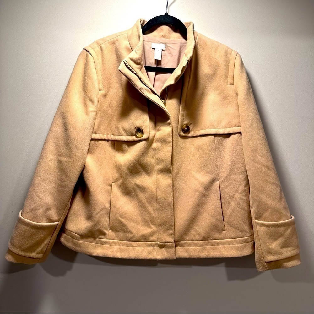 Chico’s Fleece Plush Casey Jacket Arabian Camel Size 3 Large Gold Zipper EUC - Picture 3 of 16